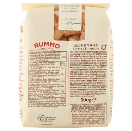 Rummo Mezzi Rigatoni n. 51 - Makaron rurki (500 g)