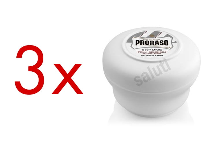 Proraso Skóra wrażliwa - Łagodne mydełko do golenia (3 x 150 gr)