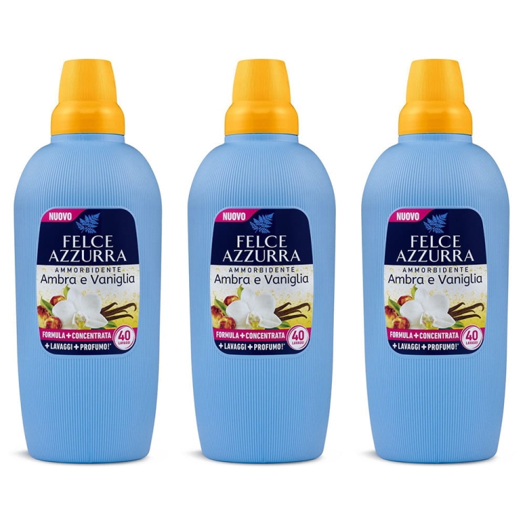 Zestaw Felce Azzurra - Płyn do płukania Ambra i Wanilia (3 x 2 L)