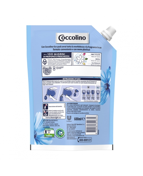 Coccolino Aria di Primavera - Koncentrat do płukania tkanin uzup. (600 ml - 26 p)