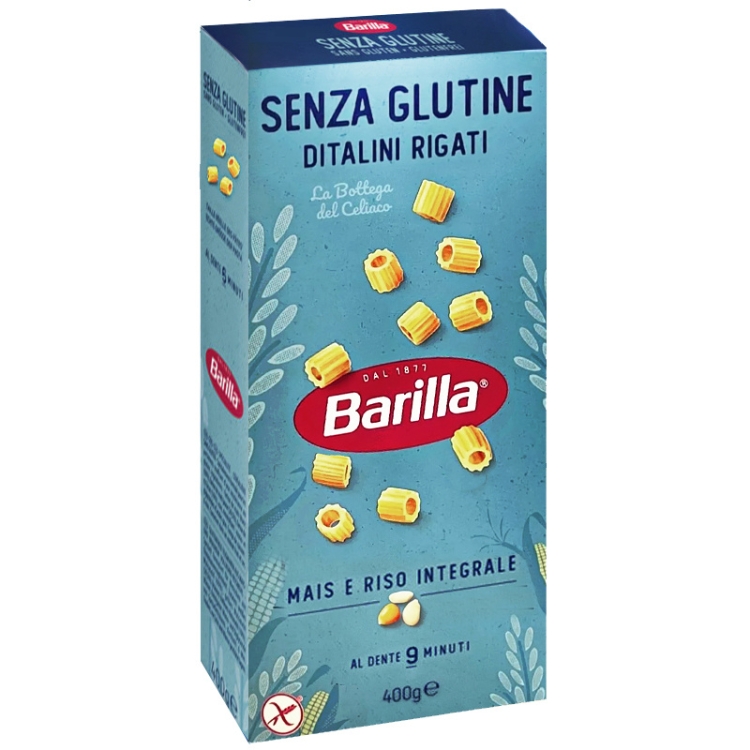 Barilla Senza Ditalini Rigati - makaron bezglutenowy krótkie rurki (400g)