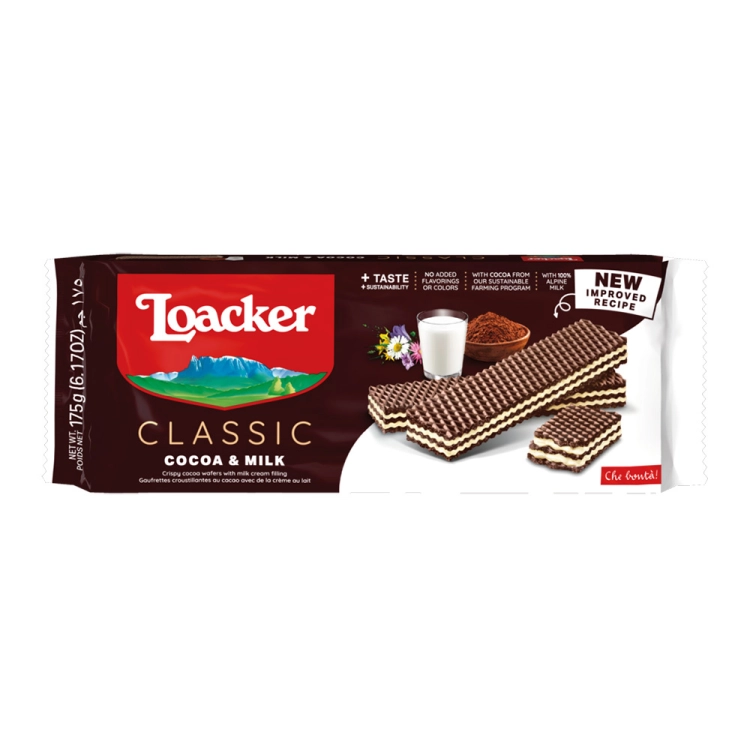 Loacker Cacao Milk - wafelki kakaowe z kremem mlecznym (175 g)