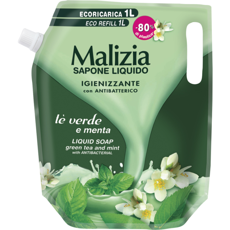 Malizia con Antibatterico Mięta i zielona herbata - mydło w płynie uzupełnienie (1000ml).png