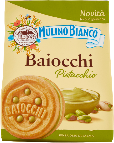 Mulino Bianco Baiocchi Pistacchio - ciastka z nadzieniem pistacjowym (240 g)