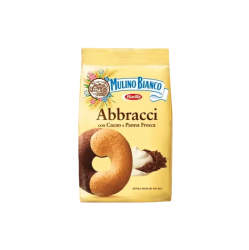 Mulino Bianco Abbracci - Kruche ciasteczka kakao i świeża śmietanka (350 g)
