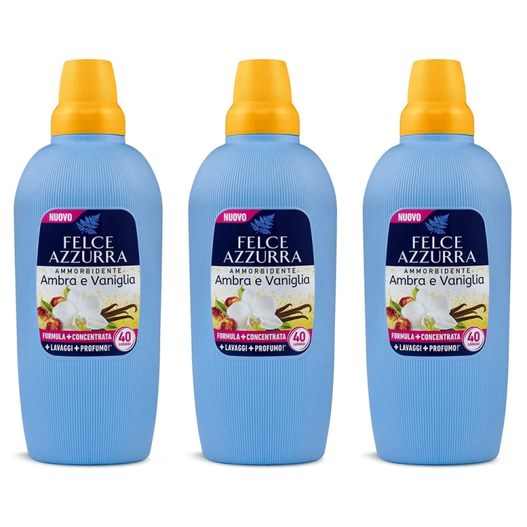 Zestaw Felce Azzurra - Płyn do płukania Ambra i Wanilia (3 x 2 L)