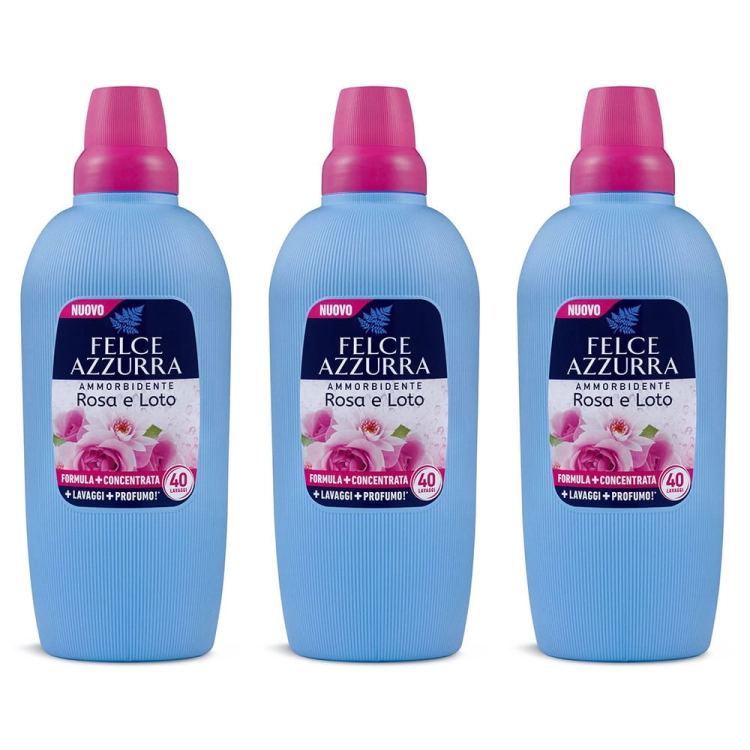 Zestaw Felce Azzurra - Płyn do płukania Róża i kwiat lotosu ( 3 x 2 L )