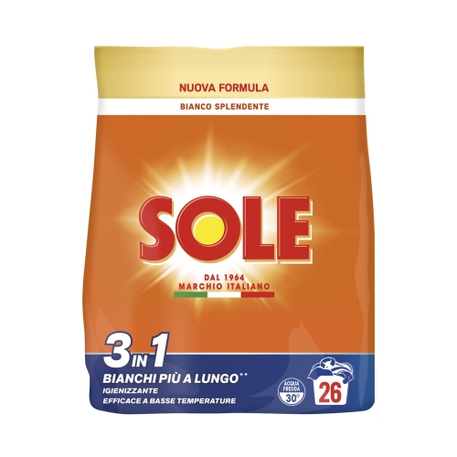 Sole 3w1 Lśniąca biel - proszek do prania (1,3 kg - 26 p)