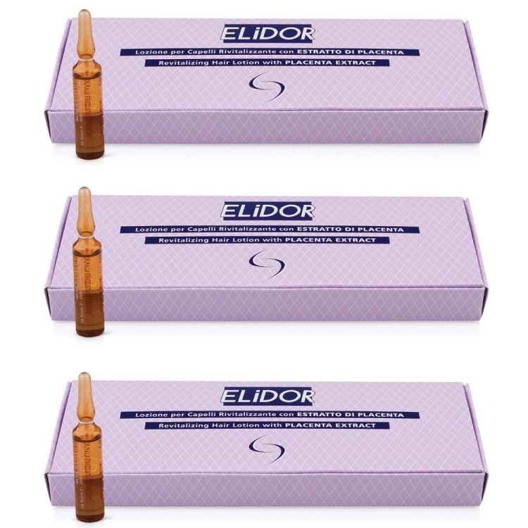 Zestaw 3 x Elidor Placenta Activ - ampułki przeciw wypadaniu włosów (12x6ml)