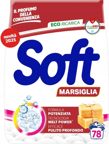 Soft Marsiglia - Proszek do prania o zapachu mydła marsylskiego (3,9 kg - 78 p)