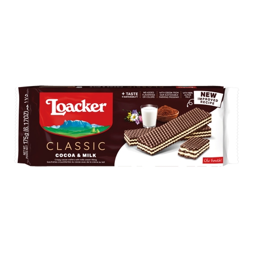 Loacker Cacao Milk - wafelki kakaowe z kremem mlecznym (175 g)