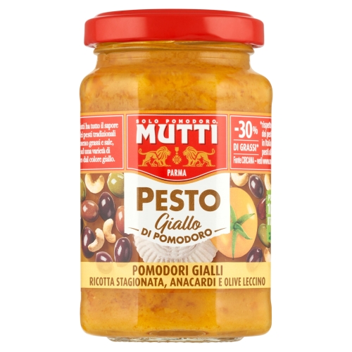 Mutti Pesto Giallo di Pomodoro - pesto z żółtych pomidorów, Ricotty i oliwek (180 g)