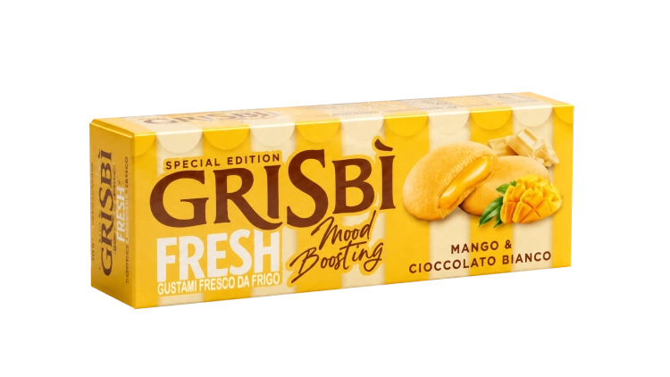 Grisbi Fresh Mango Cioccolato - biszkopty z nadzieniem mango i biała czekolada (112g)
