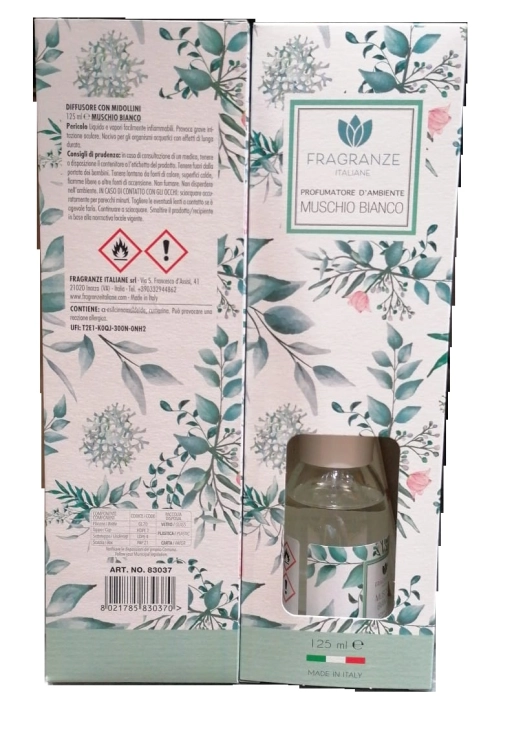 Fragranze Italiane Muschio Bianco - patyczki zapachowe Białe piżmo (125ml)