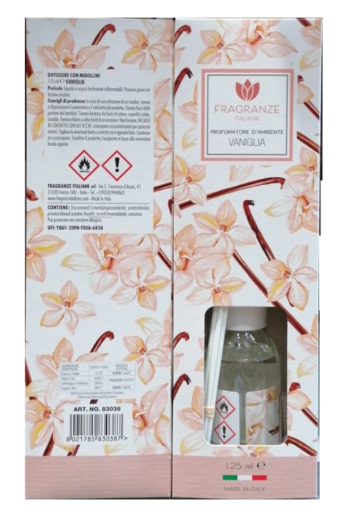 Fragranze Italiane Vaniglia - patyczki zapachowe wanilia (125ml)