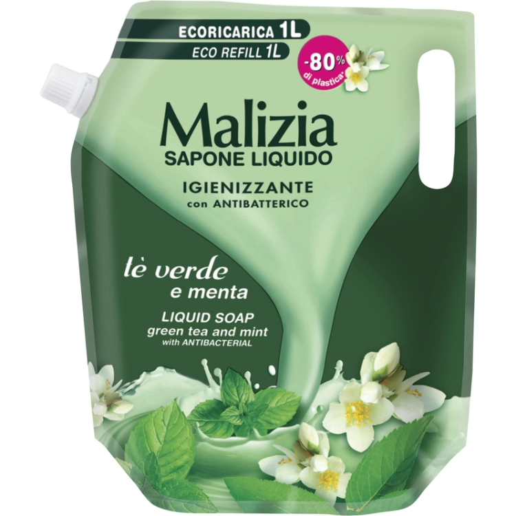 Malizia con Antibatterico Mięta i zielona herbata - mydło w płynie uzupełnienie (1000ml).png