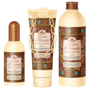 Zestaw Tesori d'Oriente Bizancjum - żel pod prysznic, płyn do kąpieli, perfumy